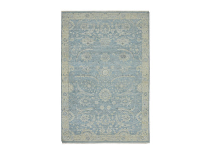 Oushak hand-knotted wool rug in Blue, 6' x 9'1", SKU O075774