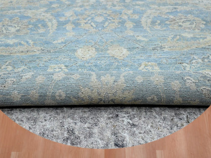 Blue 6'0" x 6'0" Oushak And Peshawar Hand knotted Wool Rug - Sku: O075775