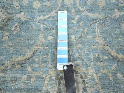 Blue 6'0" x 6'0" Oushak And Peshawar Hand knotted Wool Rug - Sku: O075775