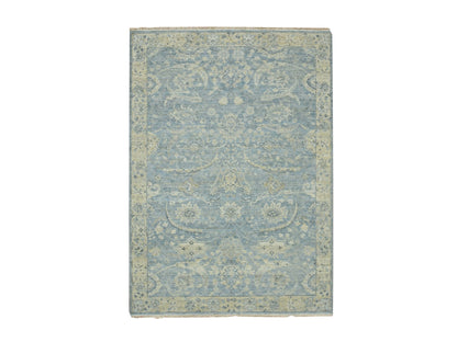 Blue 5'0" x 7'0" Oushak And Peshawar Hand knotted Wool Rug - Sku: O075776