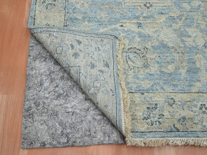 Blue 5'0" x 7'0" Oushak And Peshawar Hand knotted Wool Rug - Sku: O075776