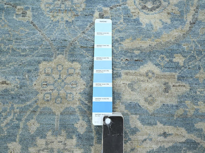 Blue 4'0" x 5'11" Oushak And Peshawar Hand knotted Wool Rug - Sku: O075777