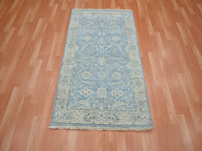Blue 3'0" x 5'0" Oushak And Peshawar Hand knotted Wool Rug - Sku: O075778