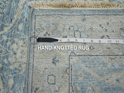 Blue 3'0" x 5'0" Oushak And Peshawar Hand knotted Wool Rug - Sku: O075778
