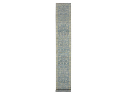 Oushak hand-knotted wool runner in Blue, 2'5" x 17'10", SKU O075780