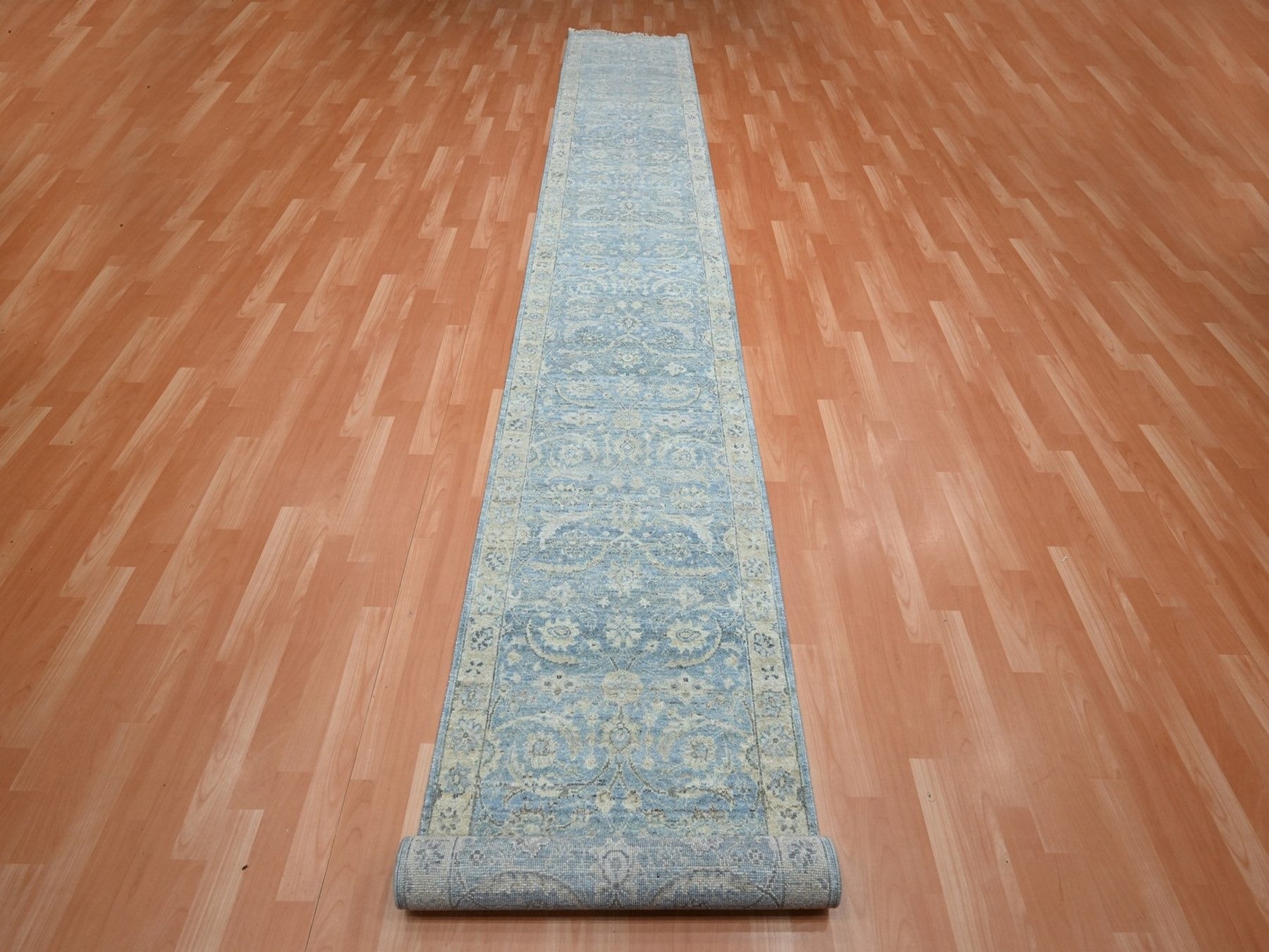 Oushak hand-knotted wool runner in Blue, 2'5" x 17'10", SKU O075780 (view 2)