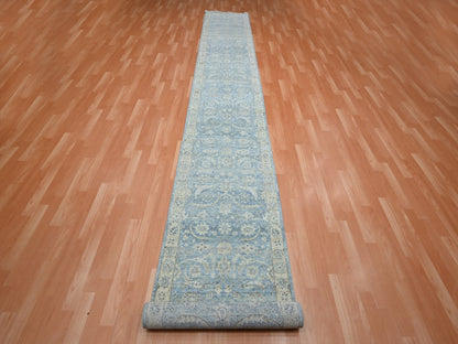 Oushak hand-knotted wool runner in Blue, 2'5" x 17'10", SKU O075780 (view 2)