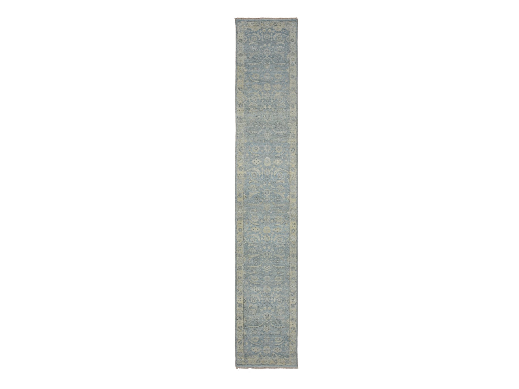 Blue 2'5" x 13'11" Oushak And Peshawar Hand knotted Wool Rug - Sku: O075781