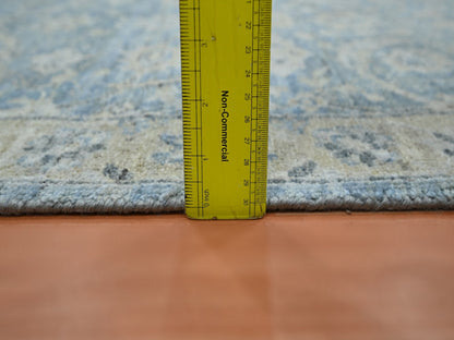 Blue 2'5" x 13'11" Oushak And Peshawar Hand knotted Wool Rug - Sku: O075781