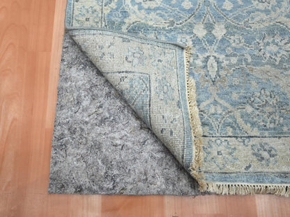 Blue 2'5" x 7'10" Oushak And Peshawar Hand knotted Wool Rug - Sku: O075784