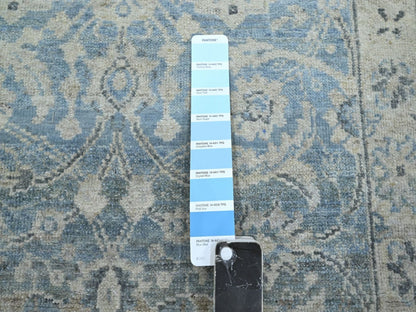 Blue 2'5" x 7'10" Oushak And Peshawar Hand knotted Wool Rug - Sku: O075784