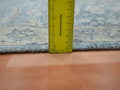 Blue 2'5" x 7'10" Oushak And Peshawar Hand knotted Wool Rug - Sku: O075784
