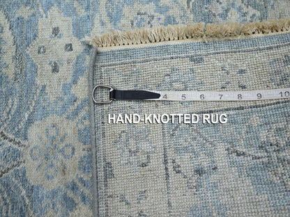 Blue 2'5" x 7'10" Oushak And Peshawar Hand knotted Wool Rug - Sku: O075784
