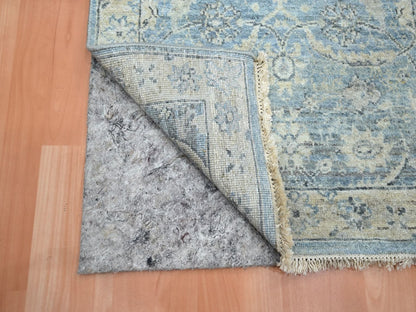 Blue 2'5" x 7'10" Oushak And Peshawar Hand knotted Wool Rug - Sku: O075785