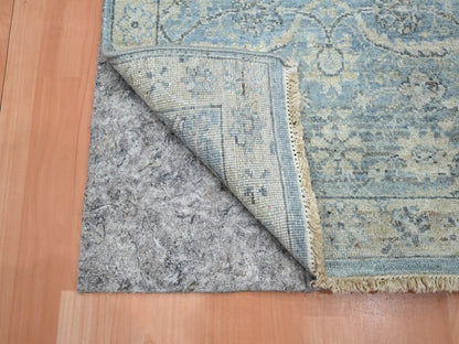 Blue 2'5" x 6'1" Oushak And Peshawar Hand knotted Wool Rug - Sku: O075786