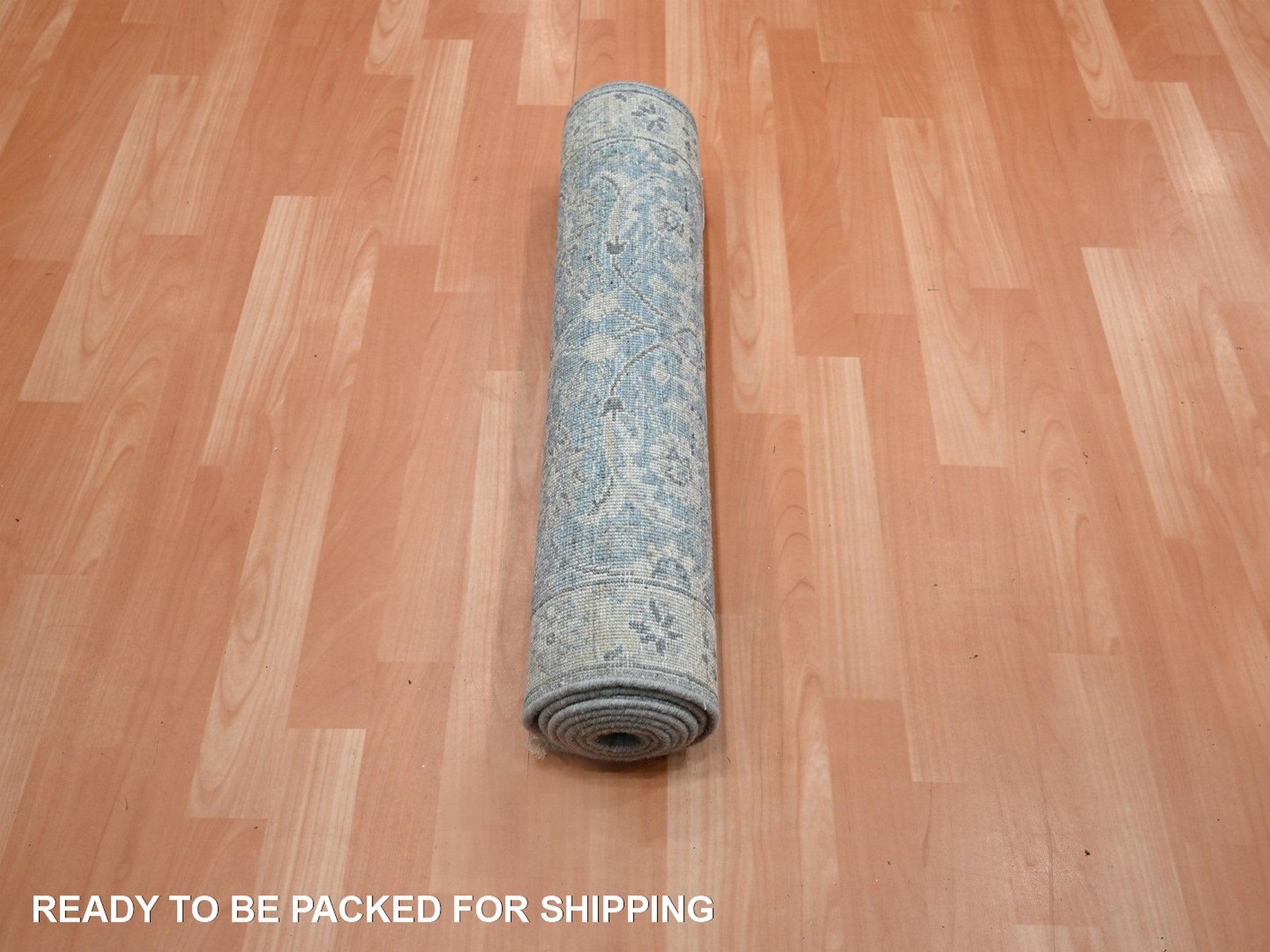 Oushak hand-knotted wool runner in Blue & Ivory, 2'5" x 6'1" — SKU O075786 (view 5)