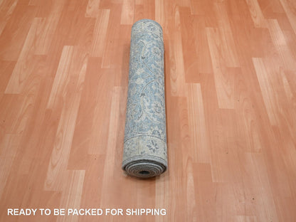 Oushak hand-knotted wool runner in Blue & Ivory, 2'5" x 6'1" — SKU O075786 (view 5)