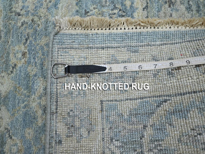 Blue 2'5" x 6'1" Oushak And Peshawar Hand knotted Wool Rug - Sku: O075786