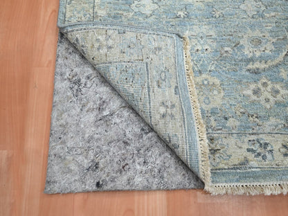Blue 2'5" x 6'1" Oushak And Peshawar Hand knotted Wool Rug - Sku: O075787