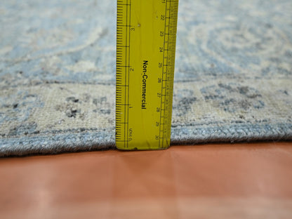 Blue 2'5" x 6'1" Oushak And Peshawar Hand knotted Wool Rug - Sku: O075787