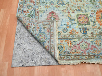 Blue 7'10" x 10'0" Oushak And Peshawar Hand knotted Wool Rug - Sku: O075793