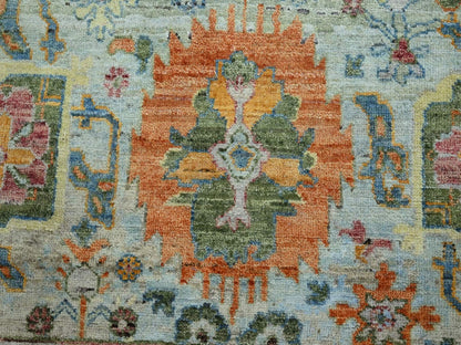 Blue 7'10" x 10'0" Oushak And Peshawar Hand knotted Wool Rug - Sku: O075793