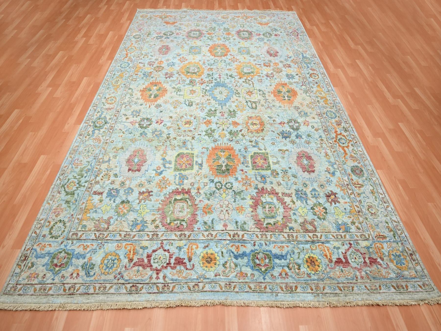 Blue 8'9" x 11'11" Oushak And Peshawar Hand knotted Wool Rug - Sku: O075794
