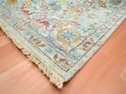 Blue 8'9" x 11'11" Oushak And Peshawar Hand knotted Wool Rug - Sku: O075794
