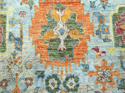 Blue 8'9" x 11'11" Oushak And Peshawar Hand knotted Wool Rug - Sku: O075794