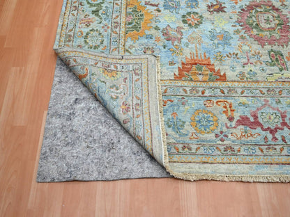 Blue 9'10" x 13'11" Oushak And Peshawar Hand knotted Wool Rug - Sku: O075795