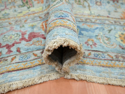 Blue 9'10" x 13'11" Oushak And Peshawar Hand knotted Wool Rug - Sku: O075795