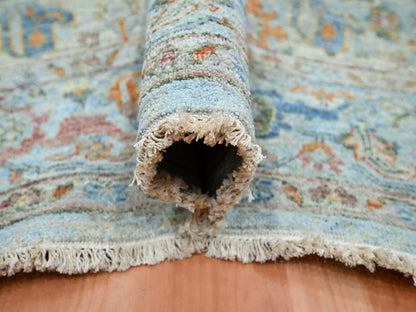 Blue 8'10" x 11'11" Oushak And Peshawar Hand knotted Wool Rug - Sku: O075796