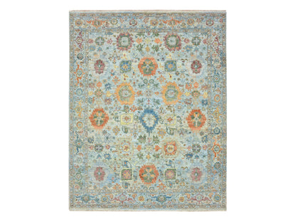 Blue 7'11" x 10'0" Oushak And Peshawar Hand knotted Wool Rug - Sku: O075797