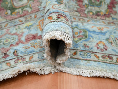 Blue 7'11" x 10'0" Oushak And Peshawar Hand knotted Wool Rug - Sku: O075797