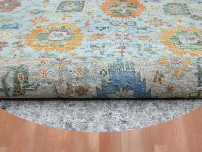 Blue 11'10" x 11'11" Oushak And Peshawar Hand knotted Wool Rug - Sku: O075798