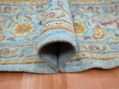 Blue 11'10" x 11'11" Oushak And Peshawar Hand knotted Wool Rug - Sku: O075798