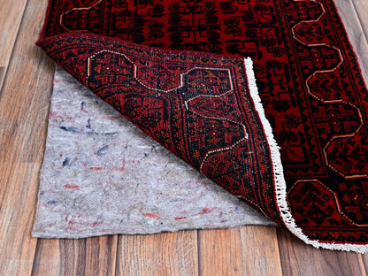 Tribal & Geometric hand-knotted wool runner in Red, 1'8" x 4'9" — SKU O0757 (view 3)