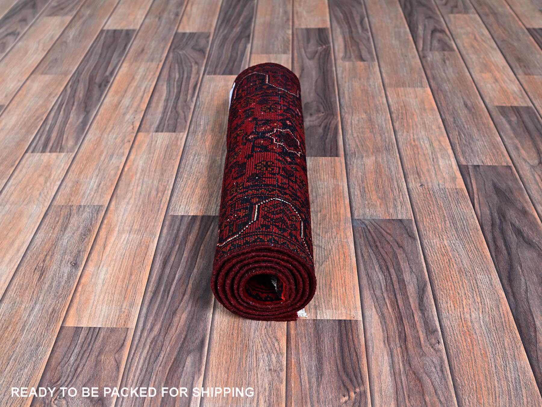 Tribal & Geometric hand-knotted wool runner in Red, 1'8" x 4'9" — SKU O0757 (view 5)