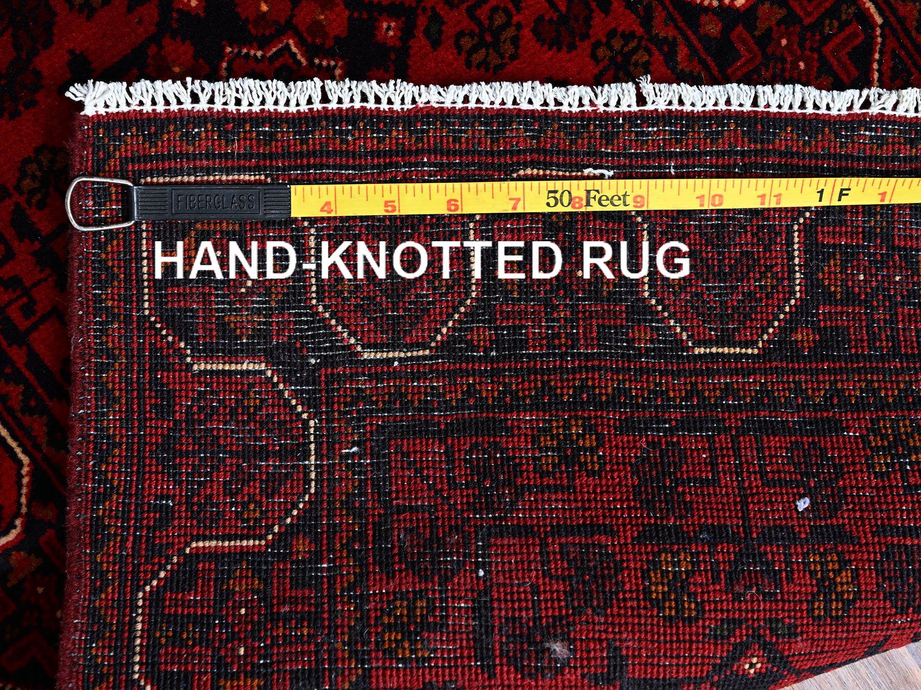 Tribal & Geometric hand-knotted wool runner in Red, 1'8" x 4'9" — SKU O0757 (view 7)