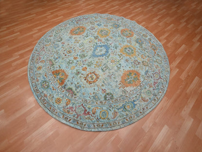Sultanabad Oushak hand-knotted wool rug in Blue, 8'1" x 8'1" — SKU O075800 (view 3)