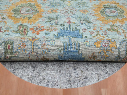 Blue 8'1" x 8'1" Oushak And Peshawar Hand knotted Wool Rug - Sku: O075800