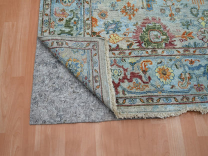 Blue 6'0" x 9'0" Oushak And Peshawar Hand knotted Wool Rug - Sku: O075802