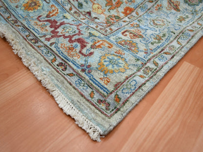 Blue 6'0" x 9'0" Oushak And Peshawar Hand knotted Wool Rug - Sku: O075802