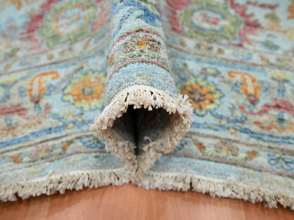 Blue 5'11" x 8'11" Oushak And Peshawar Hand knotted Wool Rug - Sku: O075803
