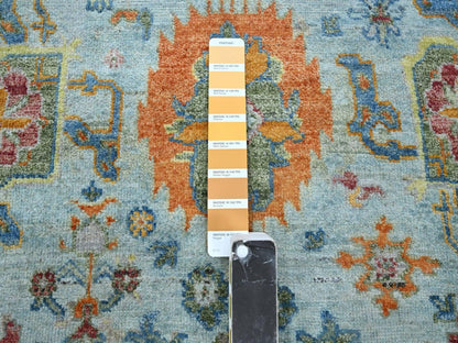 Blue 5'11" x 8'11" Oushak And Peshawar Hand knotted Wool Rug - Sku: O075803
