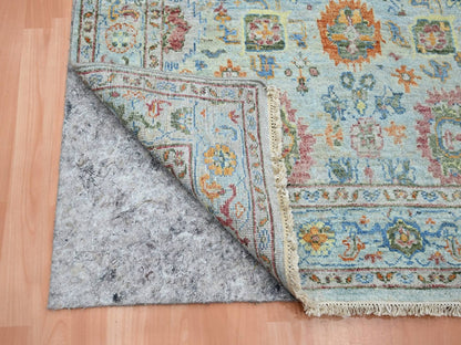 Blue 3'10" x 5'11" Oushak And Peshawar Hand knotted Wool Rug - Sku: O075805