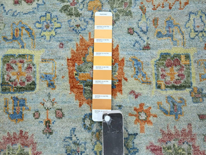 Blue 3'10" x 5'11" Oushak And Peshawar Hand knotted Wool Rug - Sku: O075805