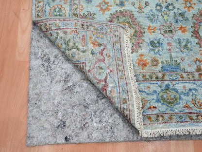Blue 2'11" x 5'0" Oushak And Peshawar Hand knotted Wool Rug - Sku: O075807