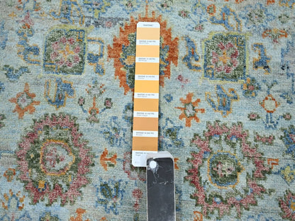 Blue 2'11" x 5'0" Oushak And Peshawar Hand knotted Wool Rug - Sku: O075807