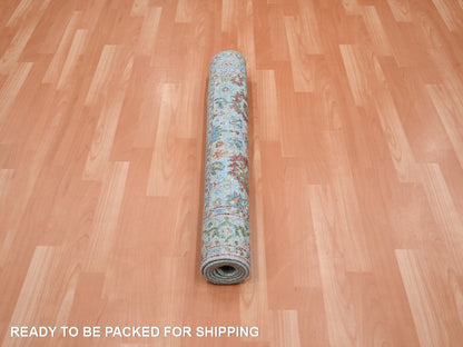 Blue 2'11" x 5'0" Oushak And Peshawar Hand knotted Wool Rug - Sku: O075807